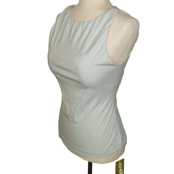 OGL Light Blue Mini Rib Boatneck New Airy Padded Shelf Bra Brami Tank Top LARGE - Picture 7 of 9